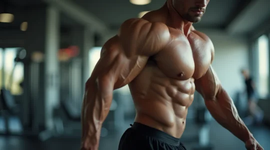 Silhouette en transformation montrant l'optimisation de la composition corporelle avec muscles définis et définition claire